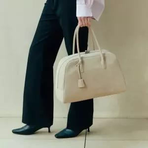 코모레비뮤지엄 바로배송_카우레더 볼링백 라지_스웨이드 베이지 I B01-L-6