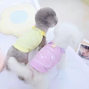 강아지 나시 티셔츠 캐릭터 프린트 버튼 포인트 여름 쿨링 의류애견봄 외출용품 산책 산책옷 애견