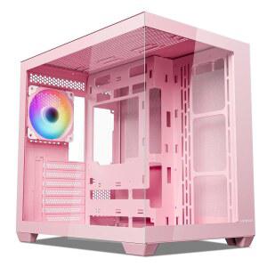 270 풀 뷰 강화 유리가 장착된 Vetroo AL900 ATX PC 케이스, 사전 설치된 ARGB 및 PWM FDB 팬, 360mm 라디에이터 10개의 팬(타입-C 준비)을 지원하며 50개의 시리즈 GPU(핑크)를 지원합니다