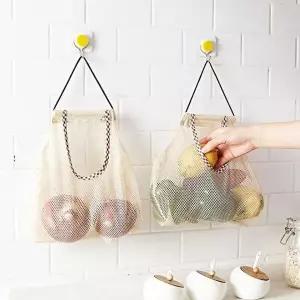 고품질 깔끔 주방 정리 용품 다용도 손잡이 메쉬 그물 양파망 후라이팬정리대 수납선반 W6247B3