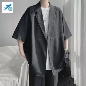 빅사이즈 블 반팔 남자 코디 자켓 여름 오버핏