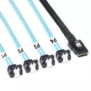 ADCAUDX 미니 SAS에서 SATA 케이블까지 0.5M SFF-8087에서 90도 직각 전방 브레이크아웃 컨트롤러에서 하드