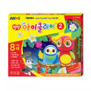 아모스 아이클레이2 18g 8색 (7485)어린이점토 공작용 공예용 만들기용 놀이 완구 세트 컬러