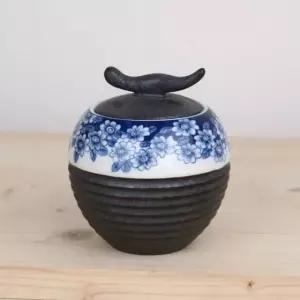 백자 투톤 매화문 차통 보이차통 다기 다도 도자기차통 차보관 (W078FA2)