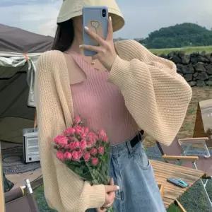 볼레로 여성 가디건 루즈핏 카디건 숏 니트 로가디건 골지 예쁜 사무실 봄가디건