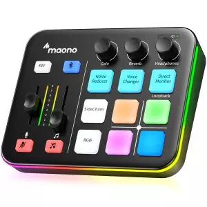 MAONO G1 NEO 게이밍 오디오 믹서, 커스텀 사운드 효과, RGB 스트리밍, XLR 마이크 인터페이스, 게임 음성,