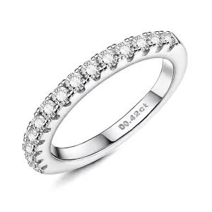 Moissanite 웨딩 밴드 반지, 0.42캐럿 D 컬러 VVS1 랩 제작 다이아몬드 하프 이터니티 링, 18K 화이트 골드