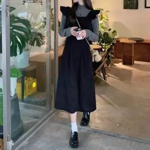 여성 프릴 코듀로이 A라인 스트링 뷔스티에 원피스 하객룩 상견례원피스 (WDC7EB0)