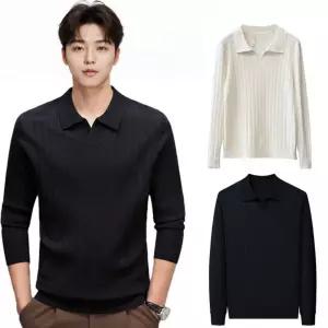 남성 오픈카라 넥라인 부드러운 댄디 긴팔 티셔츠오버핏 슬림 후드 맨투맨 기모 겨울 빅사이즈 스트릿 핏티