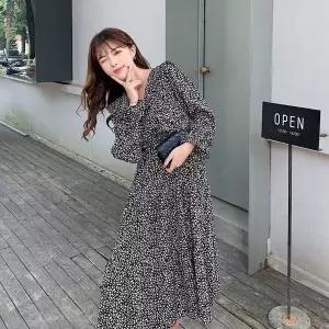 여성 캐주얼 프릴 러플 플라워 롱원피스 가을원피스 플라워원피스 (WE461FD)