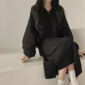 데이트룩 데일리 루즈핏 카라넥 편안한 캐주얼 원피스긴팔 면원피스 홈웨어 데이트 원피스 캐쥬얼 코디 롱