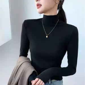여성 크리미 하이넥 슬림 폴라 티셔츠텐션 핏라 데일리 긴팔 기본 캐주얼 포근 베이직 봄가을 데일리롱 여