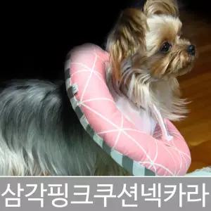 삼각핑크 쿠션넥카라강아지깔대기 고양이깔대기 애견보호 이보호 수술 목대 캣목대 면라 이카