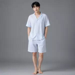 직수입 면 지지미 5부 남성 파자마세트AMP4623SS