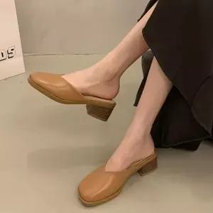 [룽스_66]쓰미굽 미들힐 블로퍼 구두 슬리퍼 데일리 1P