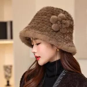 [룽스_66]모피 퍼 귀달이털모자 모자 데일리 1B플라워