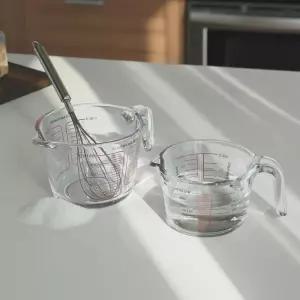 내열 유리 계량컵 베이킹 눈금 조리용 용기 500ml 1000ml기 500ML 1000ML 주방용품 홈용품 용컵