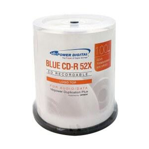 빈파워 디지털 로고 탑 블루 AZO CD-R 700MB 52X 레코딩 가능 미디어 디스크 100PK 케이크 박스(FFB) 100개 hLC