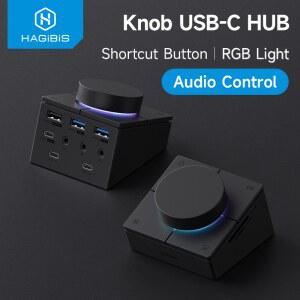 손잡이 USB C 허브 단축 볼륨 도킹 조정 데스크탑 Type 버튼 용 스테이션 컨트롤러