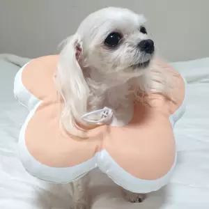 꽃피는 강아지 고양이 쿠션 넥카라 핑크 M 목 깔대기수술용 애견 견커버 깔때기 카라 용품
