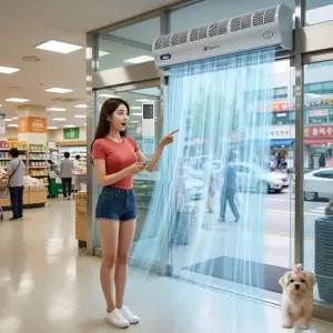 혀누닷컴 업소용 매장 출입문 리모컨 원모터 에어커튼 90cm 먼지 벌레 차단 카페 식당 자동문 에어커텐