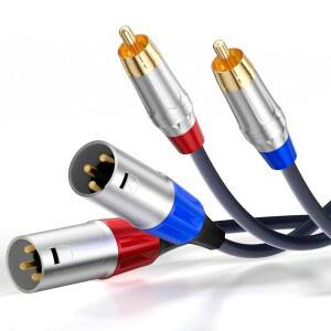 티시노 듀얼 RCA-XLR 케이블 2 남성 하이파이 스테레오 오디오 연결 마이크 와이어 코드 경로 - 3.3피트 V8D