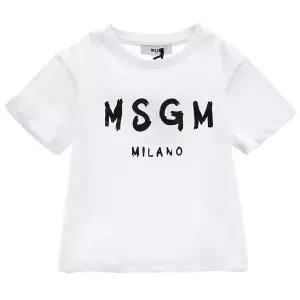 26SS MSGM 키즈 로고 반팔 티셔츠 S6MSJUTH001 001-K