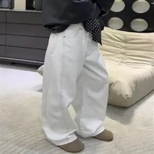 여성 루즈핏 화이트 하이웨스트 봄가을 데님팬츠 데님바지 베이지화이트 S