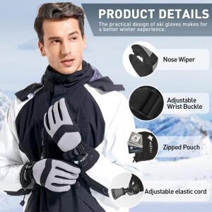 스키 장갑 방수  - 지퍼 포켓 3M Thinsulate 절연  스노우