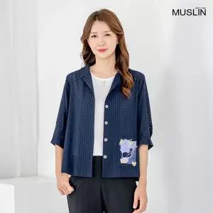 엄마옷 모슬린 엄마옷 7부 카라 셔츠형 자켓 605HJK210 중년여성/50대/60대/70대/빅사이즈/할머니옷/마담