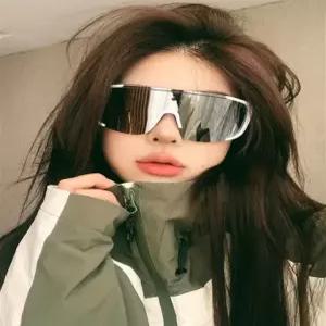 방풍 변색 스포츠 고글 자전거 사이클링 등산용 편광 라이딩용 대형 프레임 화이트 프레임 화이트 리플렉티브
