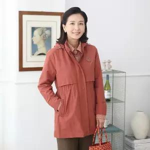 [쉬즈마담]J31725 모던 이중커버 반후드 바바리코트 50대엄마옷