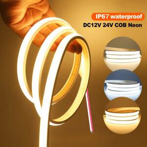 방수 COB LED 스트립 조명, LED 네온 조명, 고밀도 선형 조명, COB LED 조명, 0.5-20m 320LED, 12V, 24V