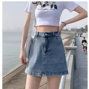 뒷밴딩치마 청치마바지 청치마 블루 뒷밴딩 블랙 (WD8BDAA)