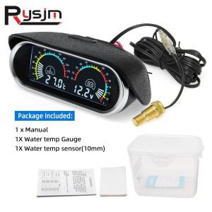 HD 12V/24V 자동차 2 IN 1 LCD 게이지 전압계 + 1/8 NPT 온도 센서가있는 수온 측정기 자동 트럭 용 수온