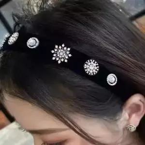 머리띠 진주 큐빅 벨벳 명품 큐빅 진주 제니 헤어밴드 엔틱 엔틱