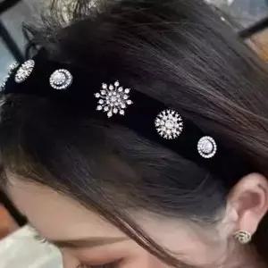 머리띠 진주 큐빅 벨벳 명품 큐빅 진주 제니 헤어밴드 엔틱 엔틱