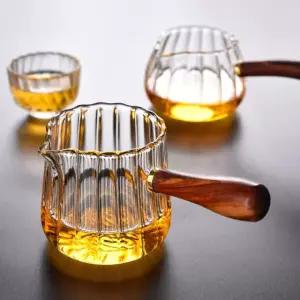 에스프레소잔 유리컵 카페 손잡이 우드 우드손잡이 핸들 커피샷잔 300ml 300ml