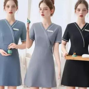 랩스타일 화이트 파이핑 A라인 유니폼 원피스 3컬러