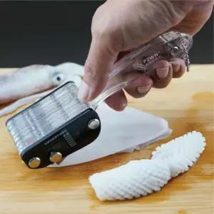 수산물 껍데기 제거기 고기 박피기 칼집 기계 블랙 10날 5mm