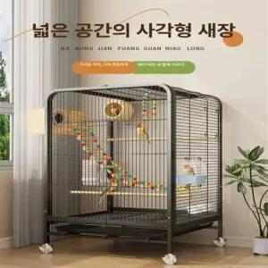 앵무새장 앵무새집 앵무새이동장 놀이터 대형새장 A 철망 기본형 서 있는 기둥 + 사료 6종 가정용 대형 고급 새 빌라