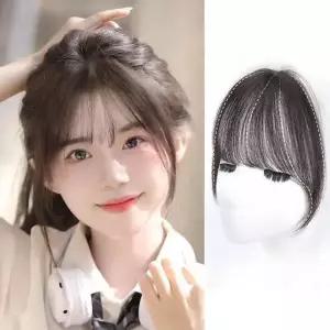 C컬 앞머리 가발 옆머리 사이드 뱅 C컬 부분 헤어피스 스타일링