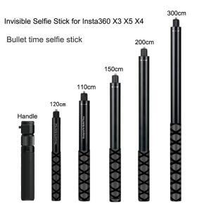 인스타360 X4 X3 X5용 300cm 투명 셀카봉 액션 카메라 액세서리용 확장형 불릿 타임 핸들 모노포드