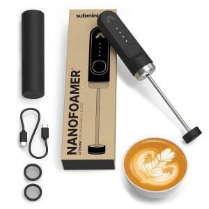 SUBMINIMAL NANOFOAMER 리튬 퍼포먼스 밀크 포머, 안에 마이크로폼 USB-C IP4 30초 스피드, 커피 방수, 우유, 듀얼 프리미엄 바리스타 충전식, 음료 집에서 스틸, 스테인리스 스타일