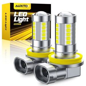 AUXITO 업그레이드된 H11/H8 LED 안개 전구 6500K 쿨 화이트 1:1 미니 사이즈 H11/H8/H16 360 풀 조명(2팩) ㅣAH
