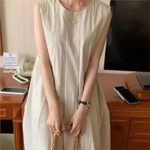 셀럽하우스 루즈핏 여성 롱 원피스 바스락 민소매 원피스 데일리 여름