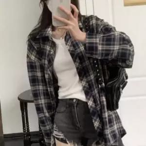셀럽하우스 루즈핏 여성 체크 셔츠 데일리 여자 체크 남방 블라우스 봄가을