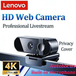레노버 4K 웹캠 자동초점 2K 8MP 마이크 내장 웹 카메라 풀 HD 1080P 컴퓨터 노트북 라이브 화상 통화용 20