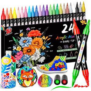 TBC THE BEST CRAFTS 24가지 색상 방수, 적합 무독성, 종이, 팁 페인트 유리에 아크릴 돌, 마커, 배낭, 도자기, 듀얼 무취,