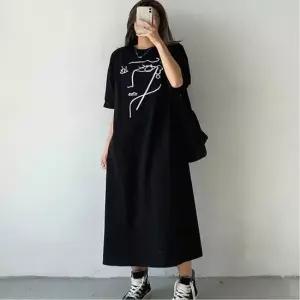 셀럽하우스 프린팅 원피스 루즈핏 여자 롱 데일리 얼굴 반팔 여름